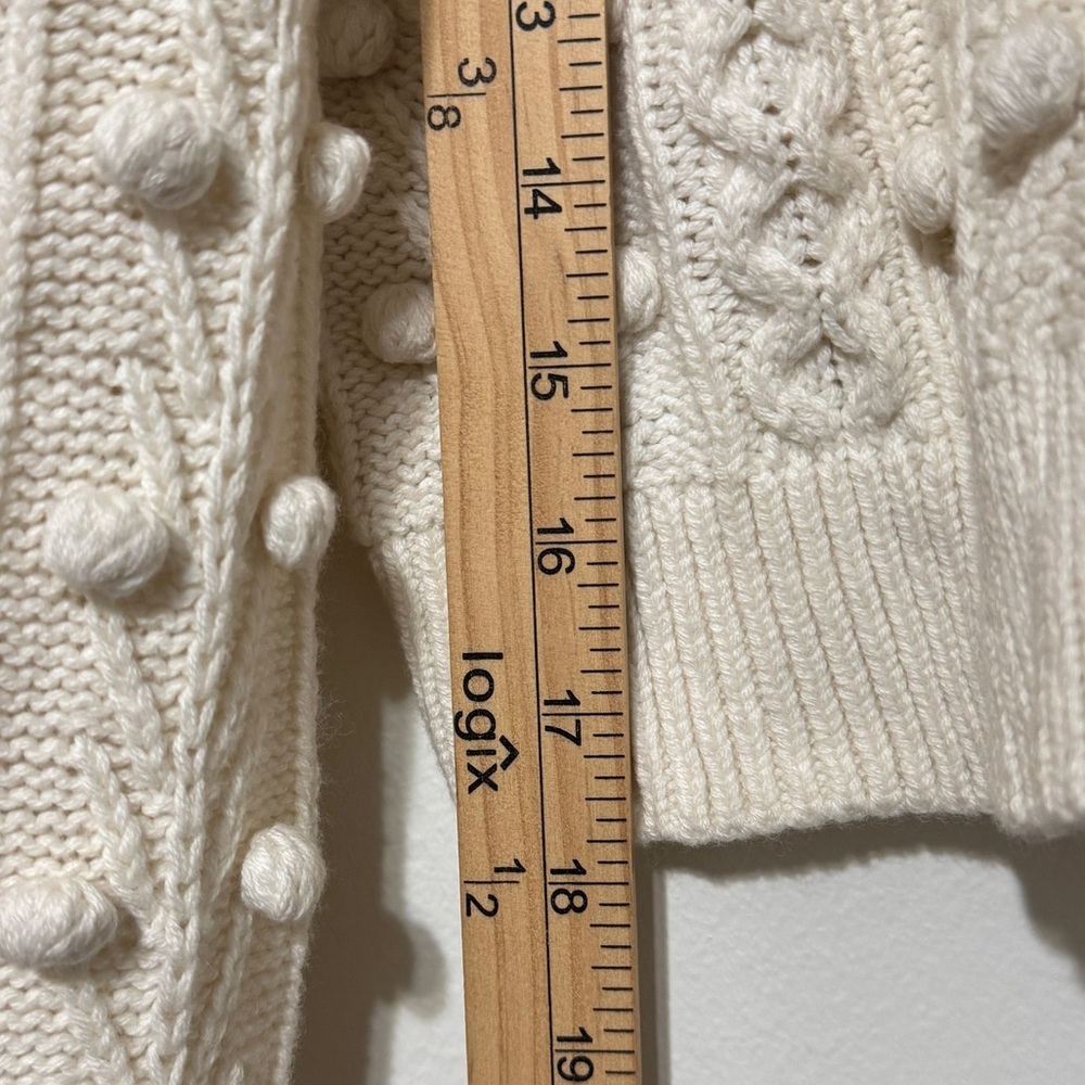Alice + Olivia Kitty Puff-Sleeve Cardigan Size XS Oversized Cream White Black - Picture 8 of 9